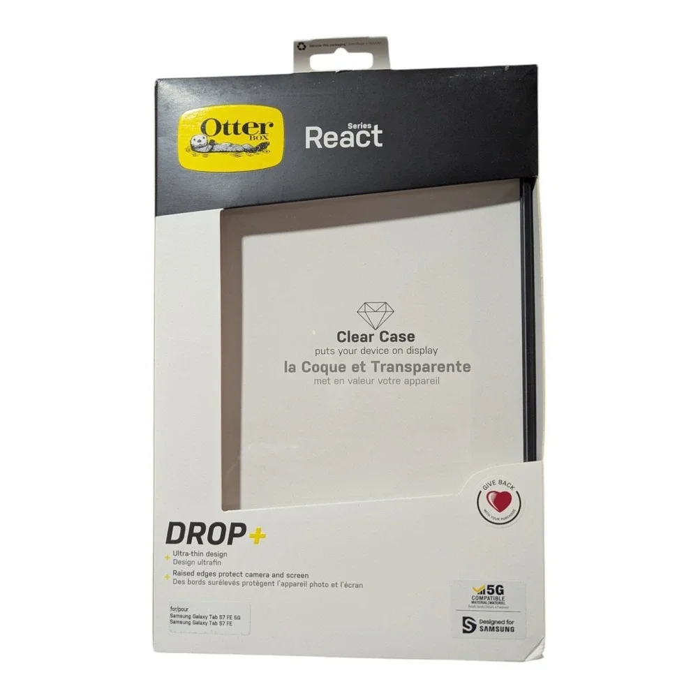 H4. Otterbox React Series Case for Samsung Galaxy Tab S7 FE 5G - Black/Clear‎